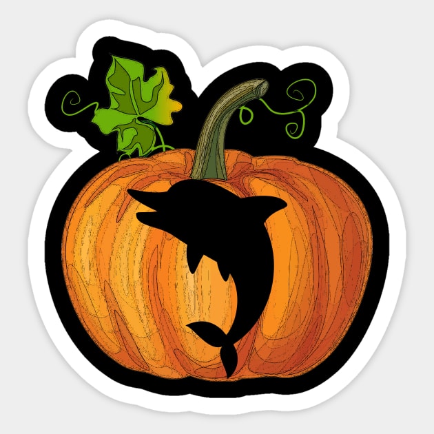 Dolphin in pumpkin Sticker by Flavie Kertzmann